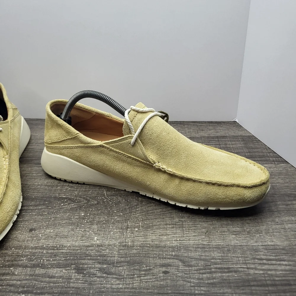 OluKai Ka'a Driver Italian Suede Leather Loafer Shoes Golden Sand Slip On Men 11